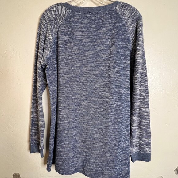Champion Womens Blue Long-Sleeve Raglan Knit Pullover Sweatshirt Size L Cozy - Picture 2 of 15